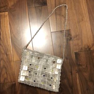 White beaded handbag